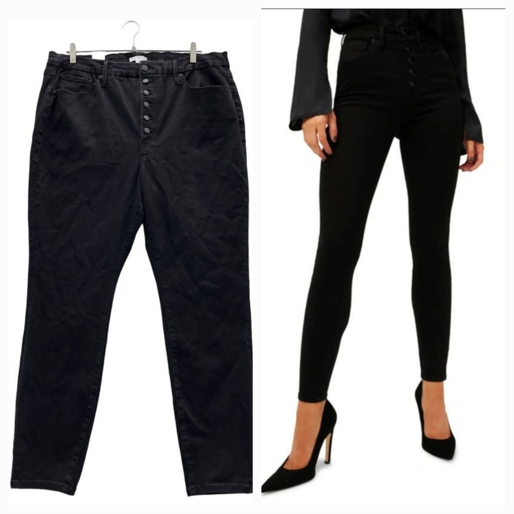 Good American‎ Women Black Skinny High Rise Jeans Buttonfly Size 15